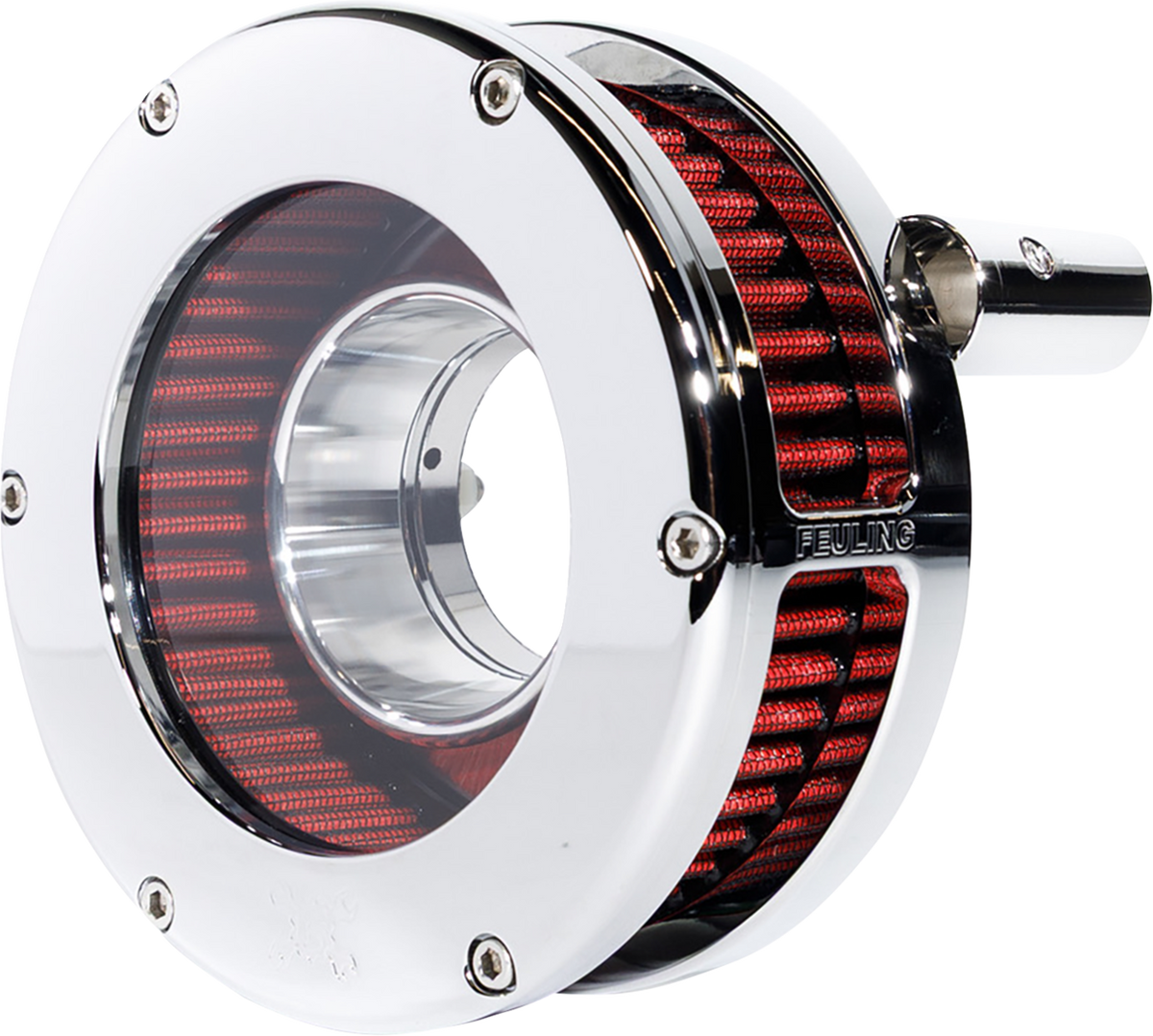 Feuling Parts Slim BA Air Cleaner Kit - Chrome/Clear - Red Filter - Twin Cam
