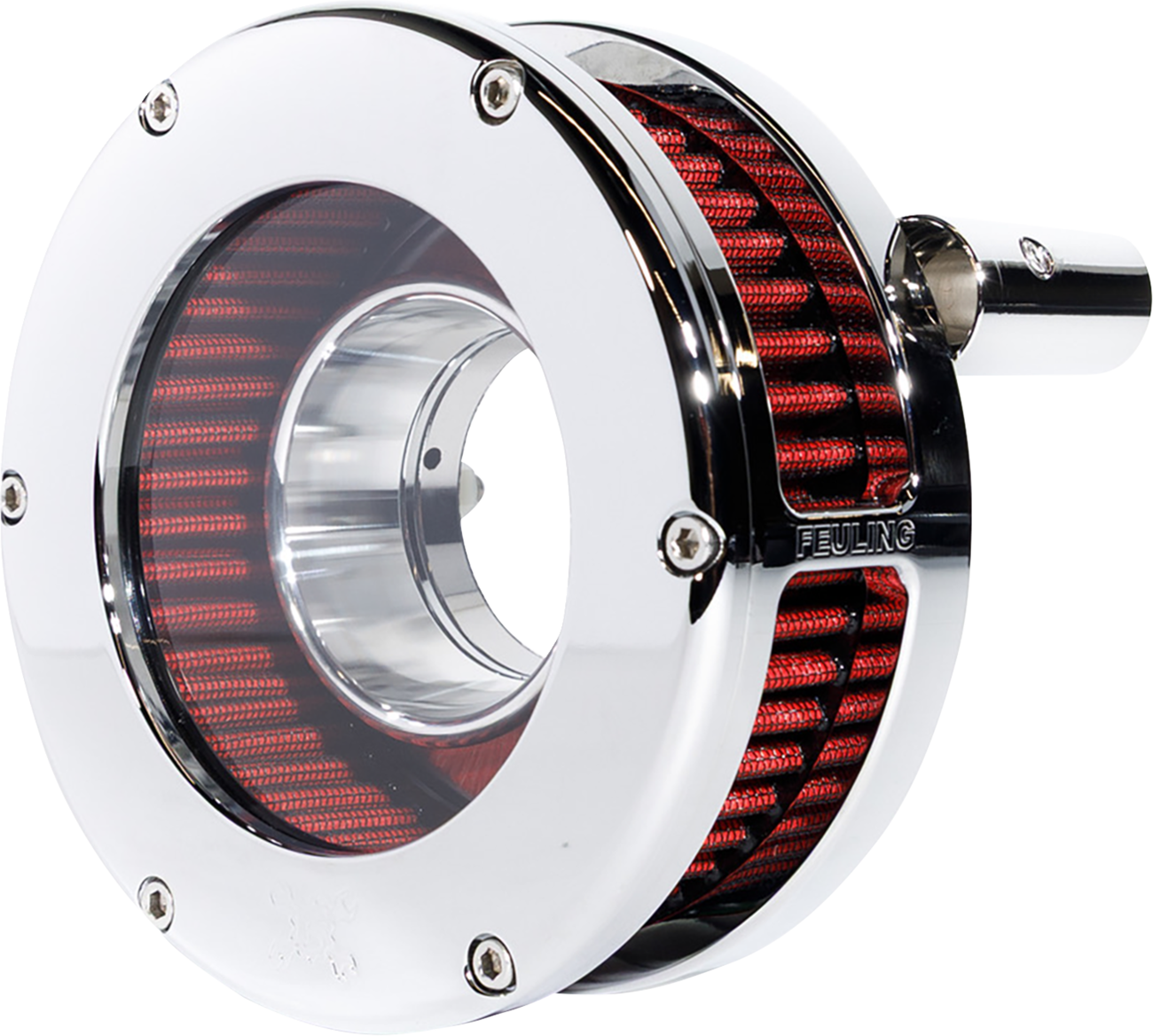 Feuling Parts Slim BA Air Cleaner Kit - Chrome/Clear - Red Filter - Twin Cam