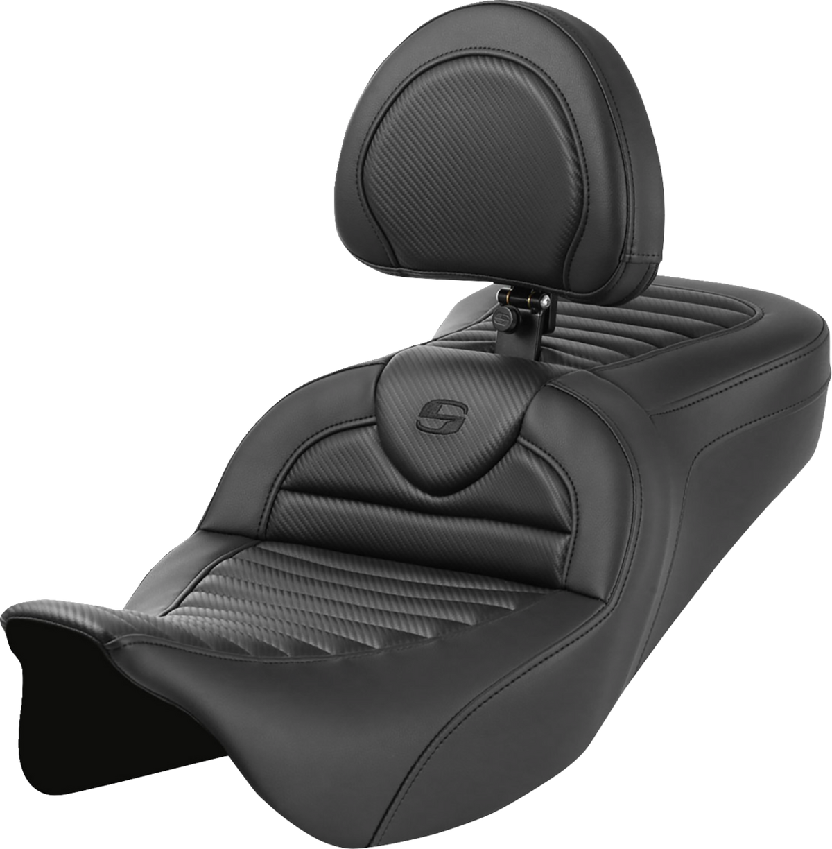 Saddlemen Roadsofa™ Seat - With Backrest - Tuck-N-Roll - Carbon Fiber - FL '08-'23