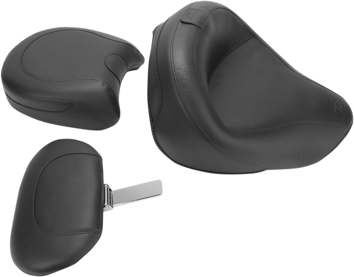 Mustang Seat - Vintage - Wide - Touring - With Driver Backrest - Two-Piece - Smooth - Black - VN1600