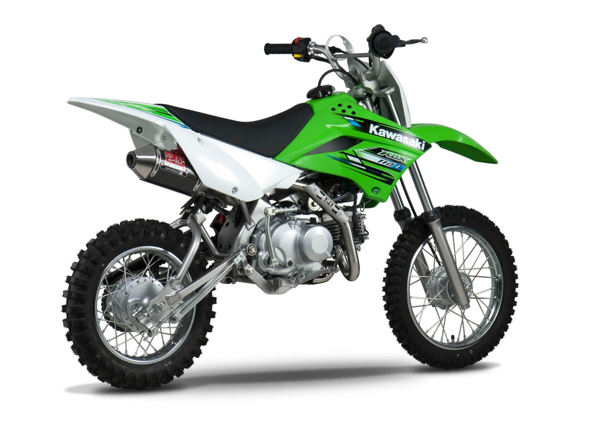 Yoshimura KLX110/L 02-26/Suz DR-Z110 03-05 RS-2 Stainless Full Exhaust, W/ Carbon Fiber Muffler