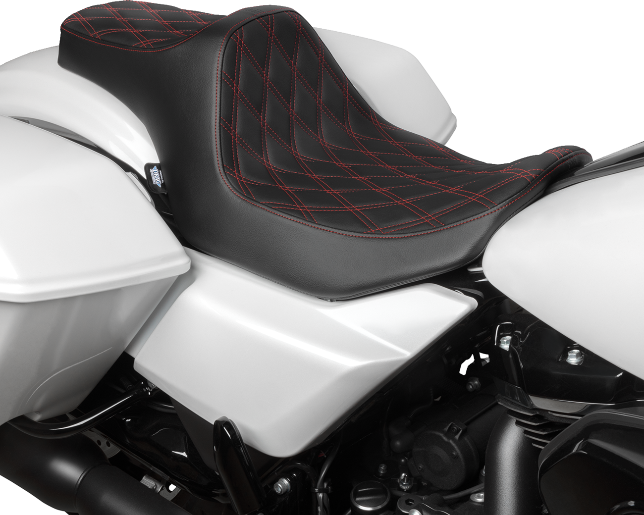 Drag Specialties Seats Predator III Seat - Double Diamond - Red Stitched - FLT/FLH '23-'24