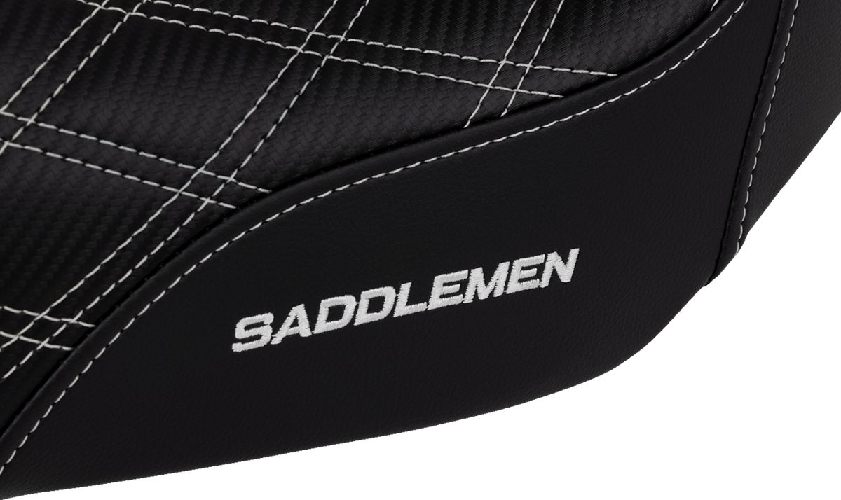 Saddlemen Pro Series SDC Performance Seat - Carbon Fiber/Lumbar Gripper - White Stitch - Dyna '06-'17