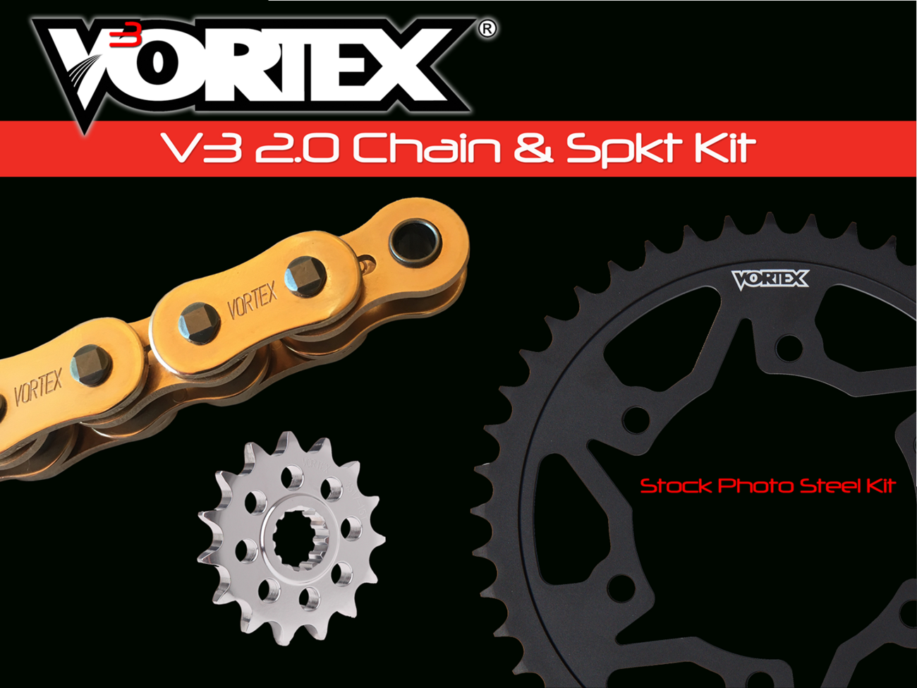 Vortex Chain And Sprocket Kit - HFRS - Gold - Kawasaki Ninja 400