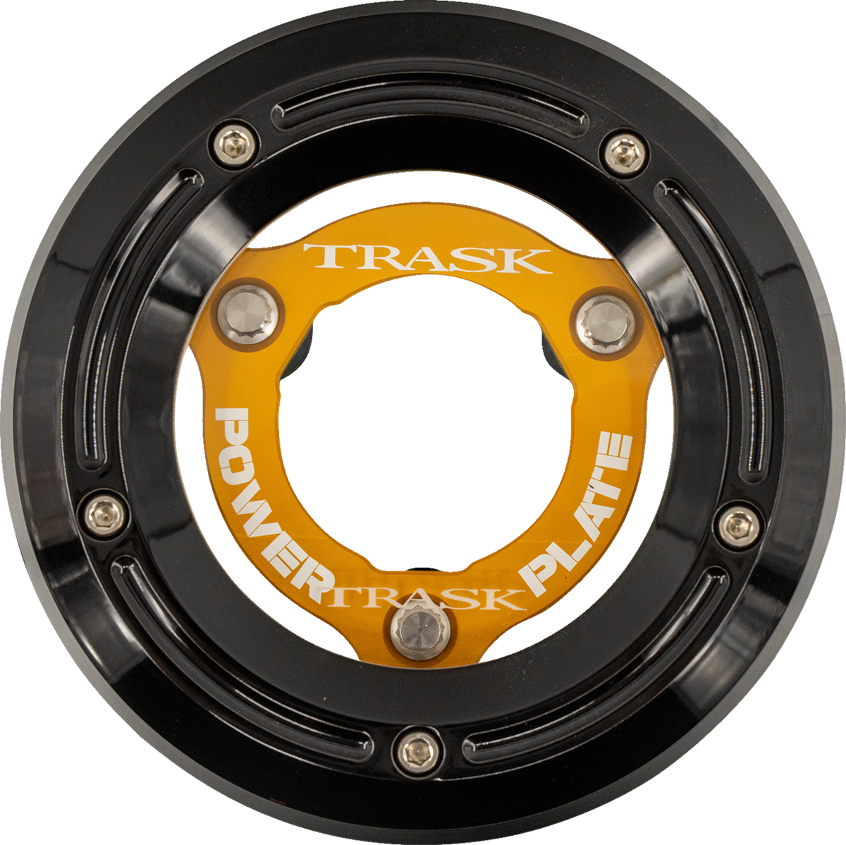 Trask Derby Cover With Power Plate - Black/Gold - Kit - '18-'25 Softail