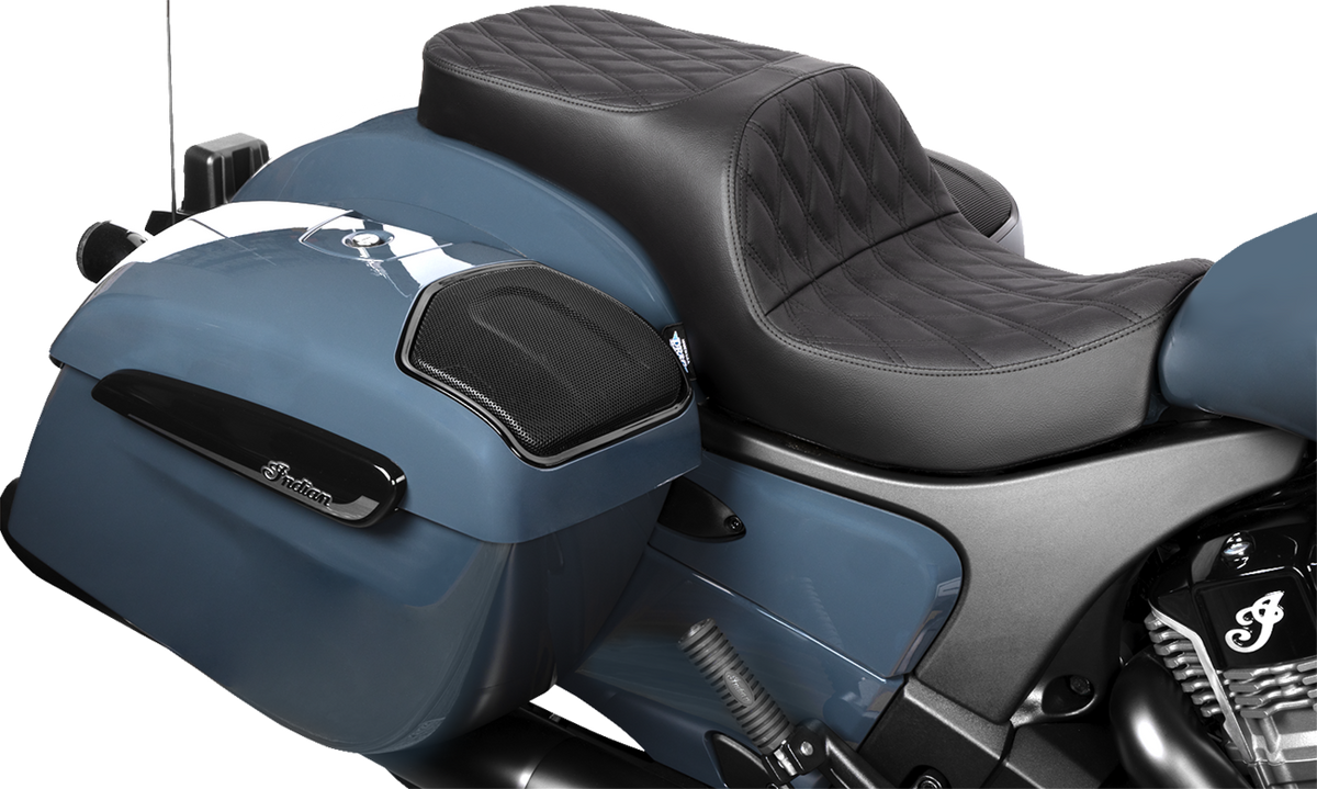 Drag Specialties Seats Freedom Seat - Vinyl - Double Diamond Black Stitch - Challenger '20-'25/Chieftain '25