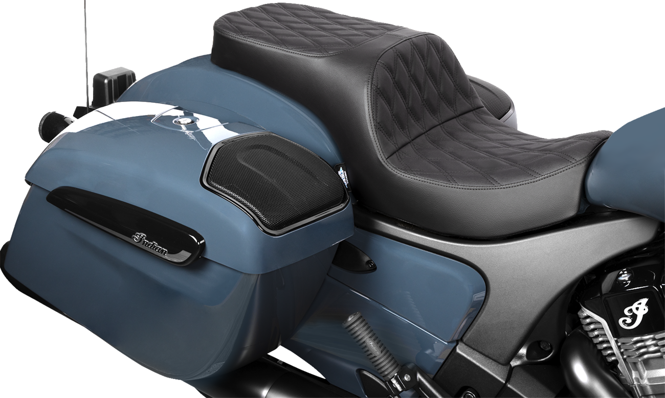 Drag Specialties Seats Freedom Seat - Vinyl - Double Diamond Black Stitch - Challenger '20-'25/Chieftain '25