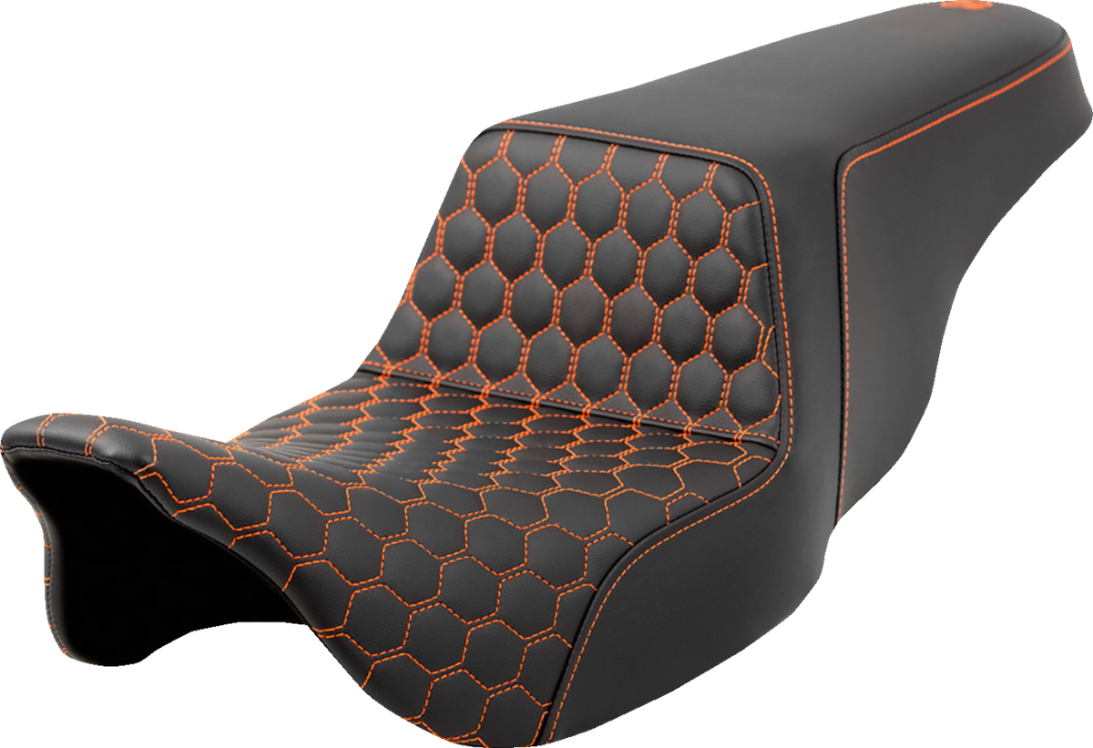 Saddlemen Step-Up Seat - Honeycomb - Orange Stitching - FL '08-'23
