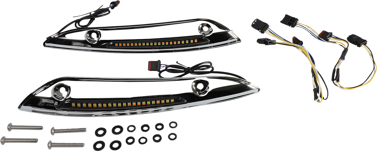 Custom Dynamics Windshield Trim - Sequential Turn Signal - Chrome