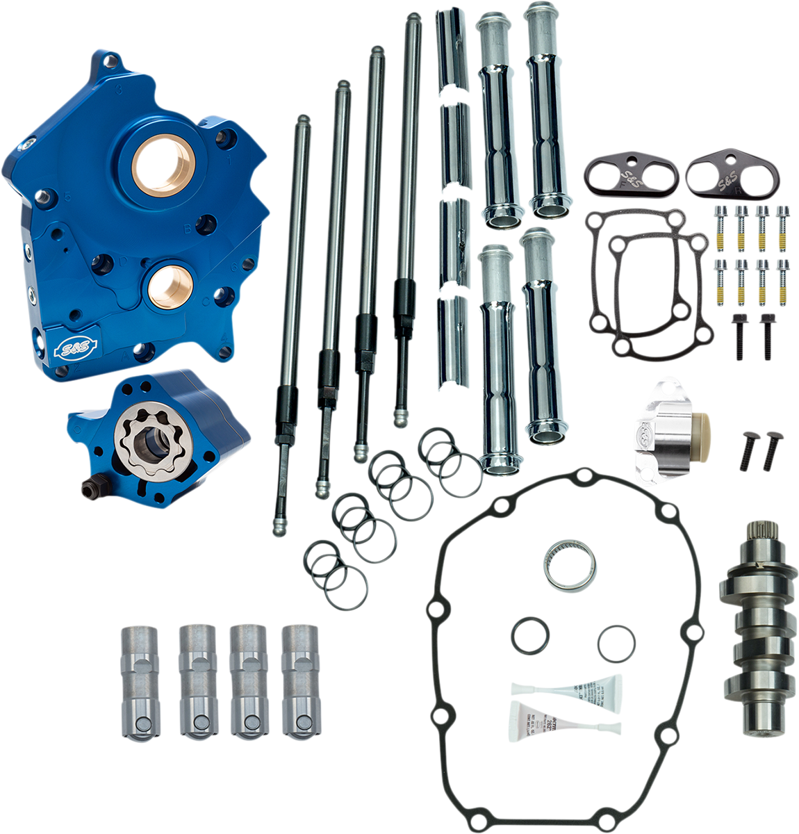 S&S Cycle Cam Chest Kit - Oil Cooled - Chain Drive - 465 Cam - Chrome Pushrod Tubes - M8