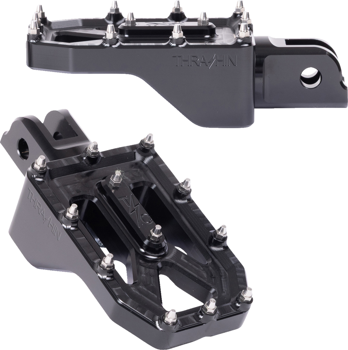 Thrashin Supply CO. Aggressor Foot Pegs - Front - Black - FL/FX '18-'25