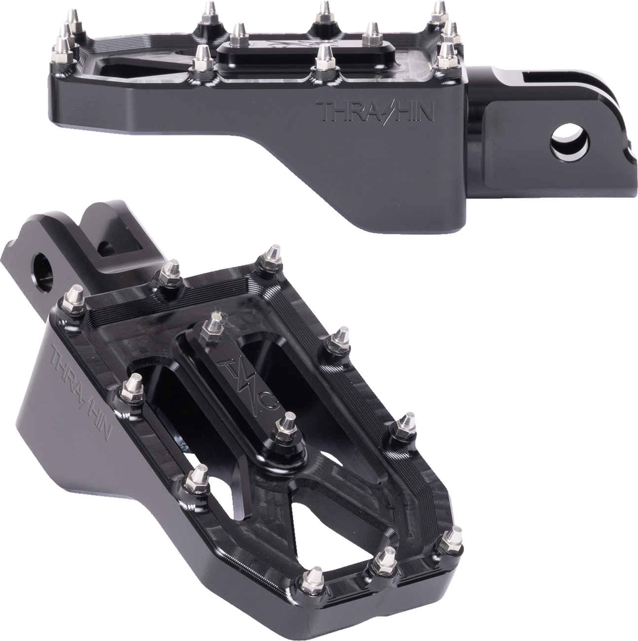 Thrashin Supply CO. Aggressor Foot Pegs - Front - Black - FL/FX '18-'25