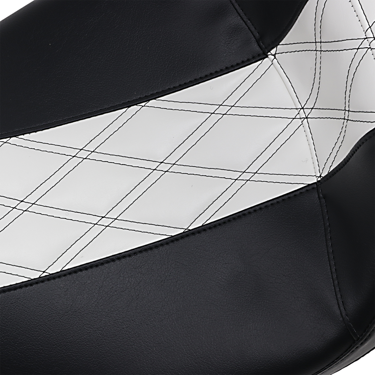 Le Pera Outcast Daddy Long Legs Seat - 2Up - W/O Backrest - Black W/ White Double Diamond Inlay - FL '08-'22