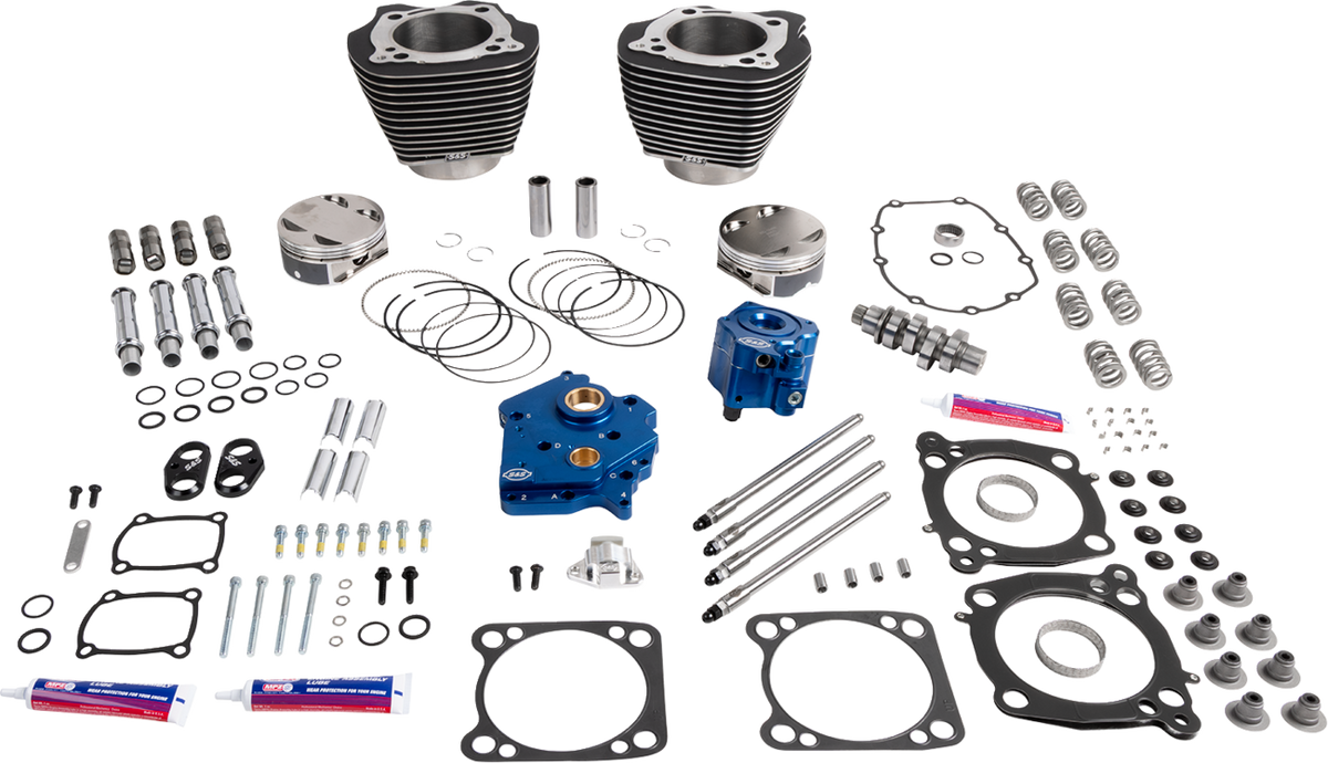 S&amp;S Cycle 132" Power Package - HPT496 - Chain Drive - Water Cooled - Black With Highlights - 114"/117" M8