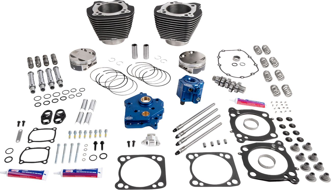 S&S Cycle Power Package - Water Cooled - 496 Chain Drive - Wrinkle Black W/Highlight - M8