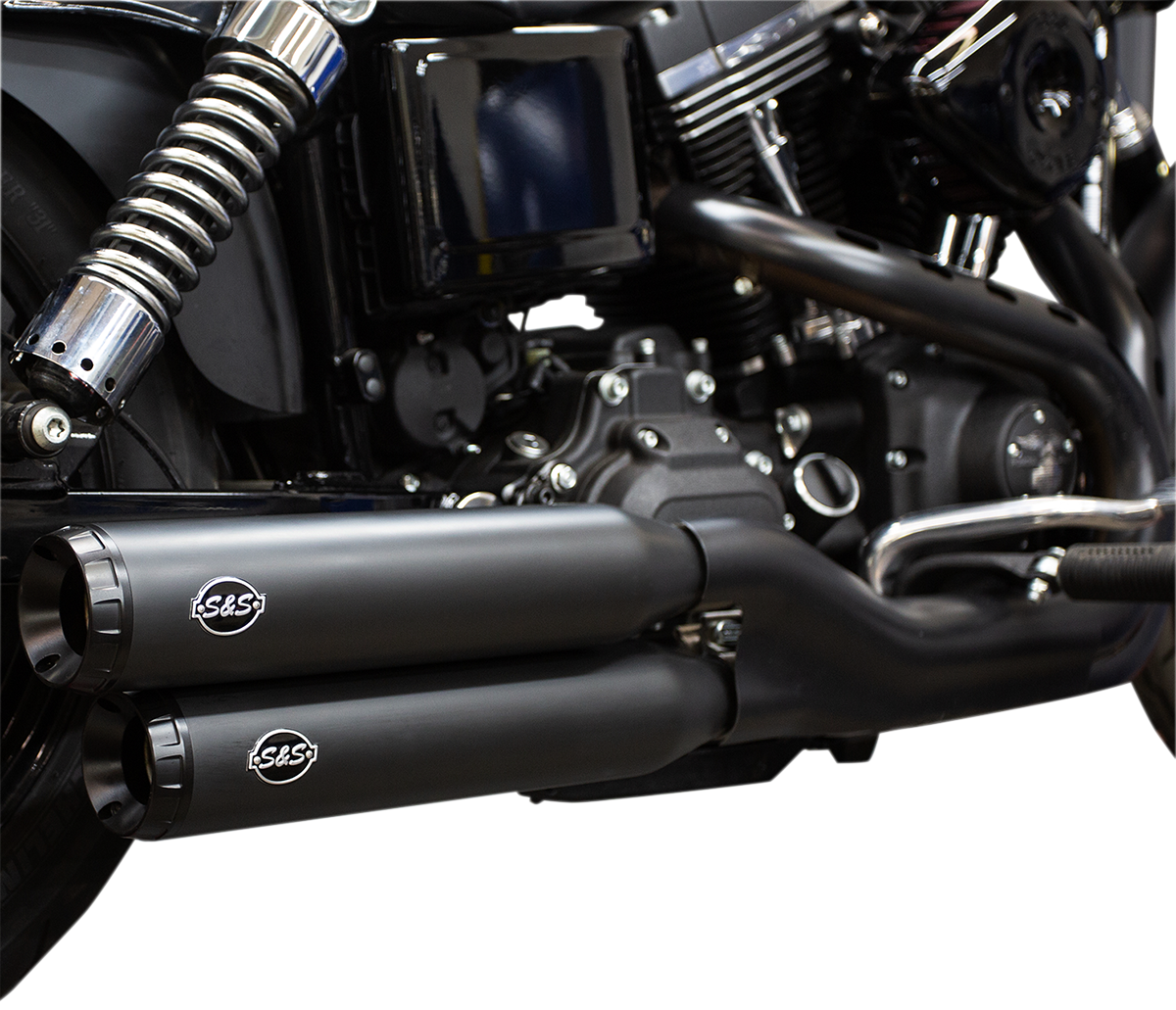 S&S Cycle Grand National Slip-On Mufflers - Guardian Black - FXDF