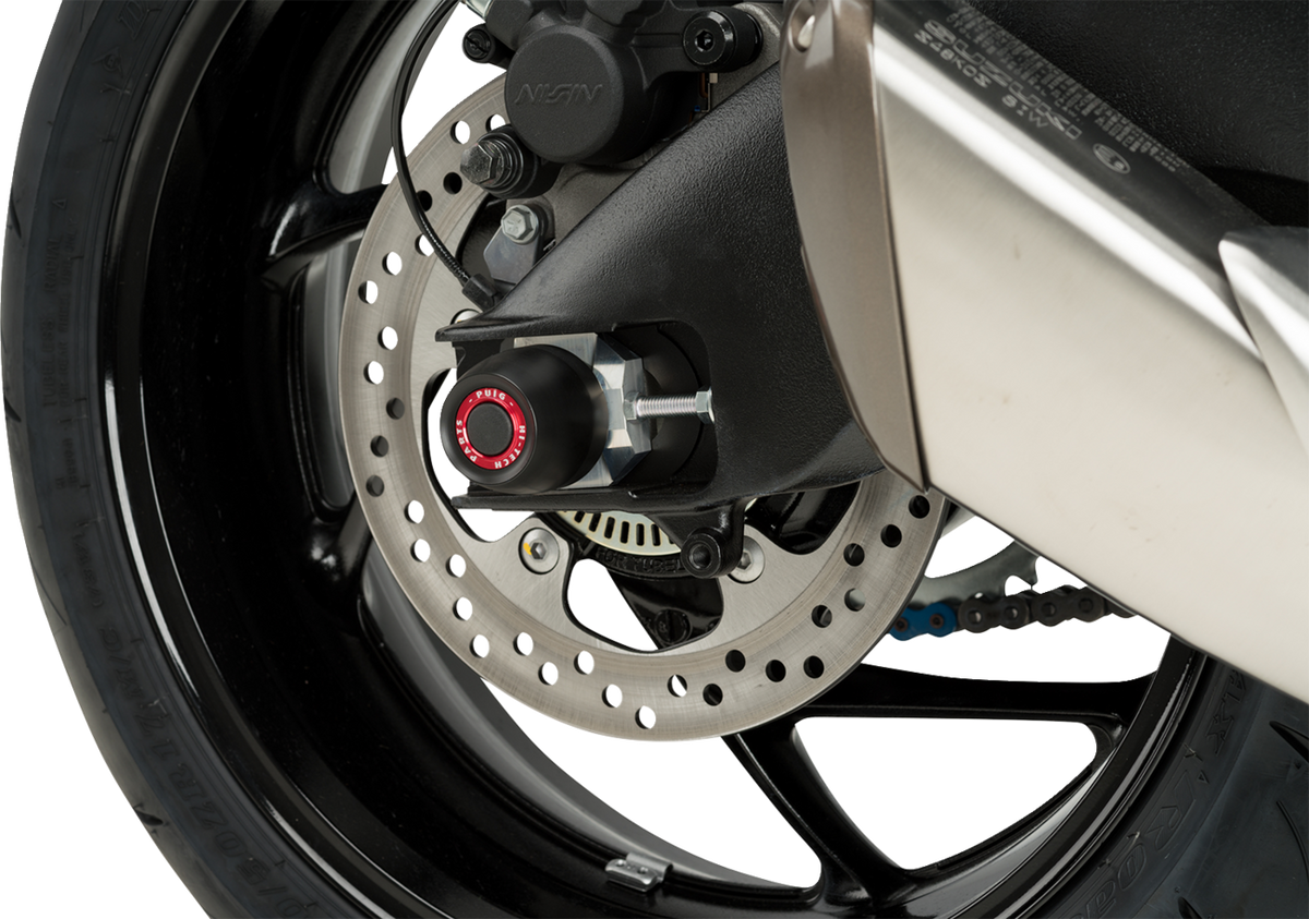PUIG HI-Tech Parts Axle Sliders - Rear - Black - Pair - Suzuki