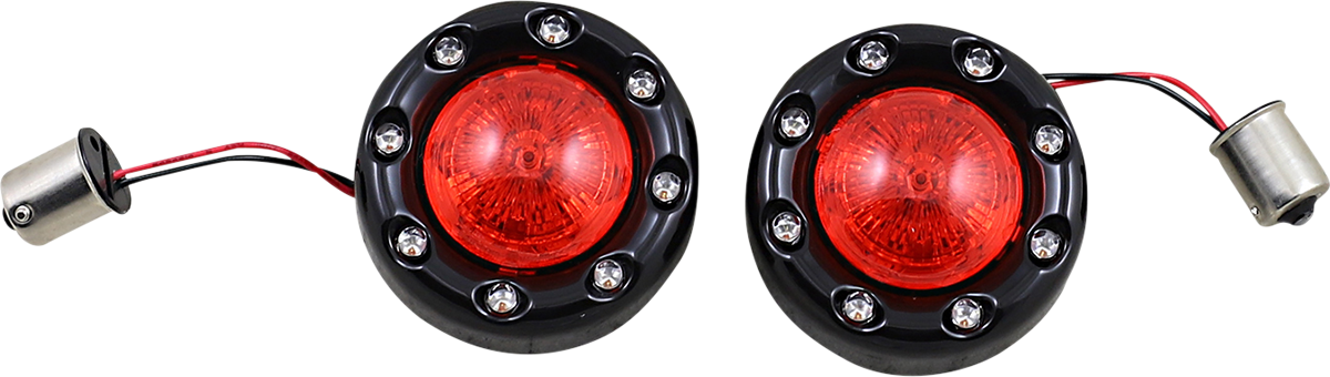 Custom Dynamics Bullet Turn Signal 1156 - Black - Red Lens
