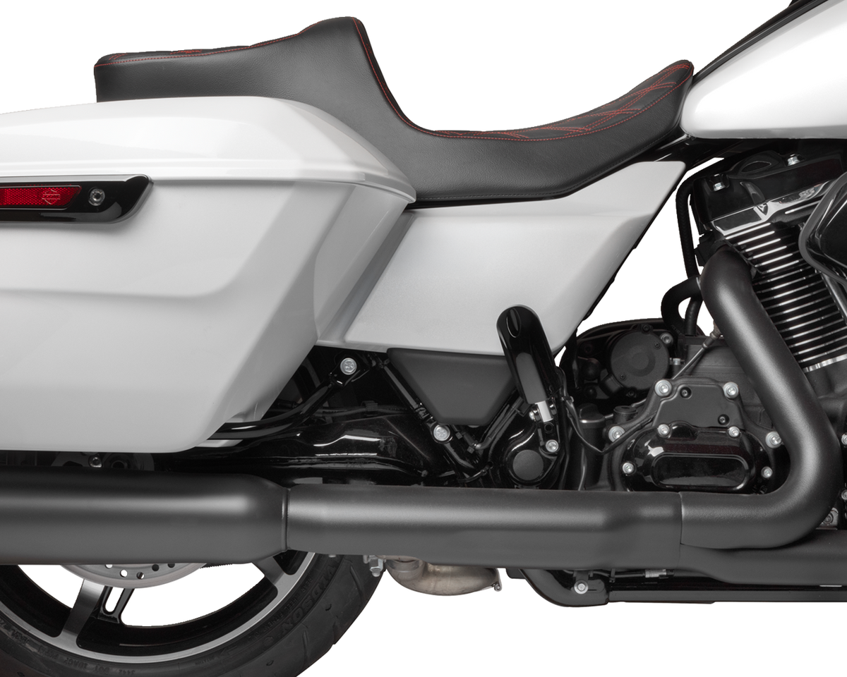 Drag Specialties Seats Predator III 2-Up Seat - Vinyl - Double Diamond - Red Stitching - FLT/FLH '23-'24