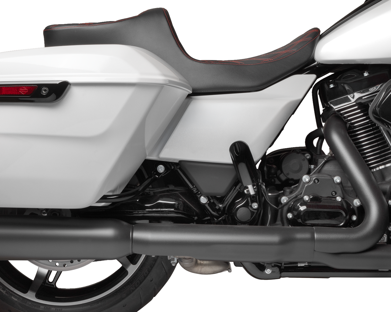 Drag Specialties Seats Predator III 2-Up Seat - Vinyl - Double Diamond - Red Stitching - FLT/FLH '23-'24