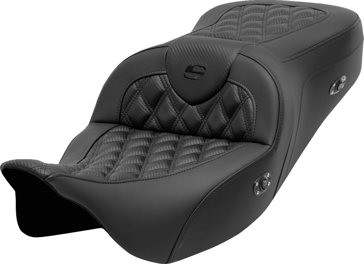 Saddlemen Roadsofa™ Seat - Without Backrest - Lattice Stitch - Carbon Fiber - FL '08-'23