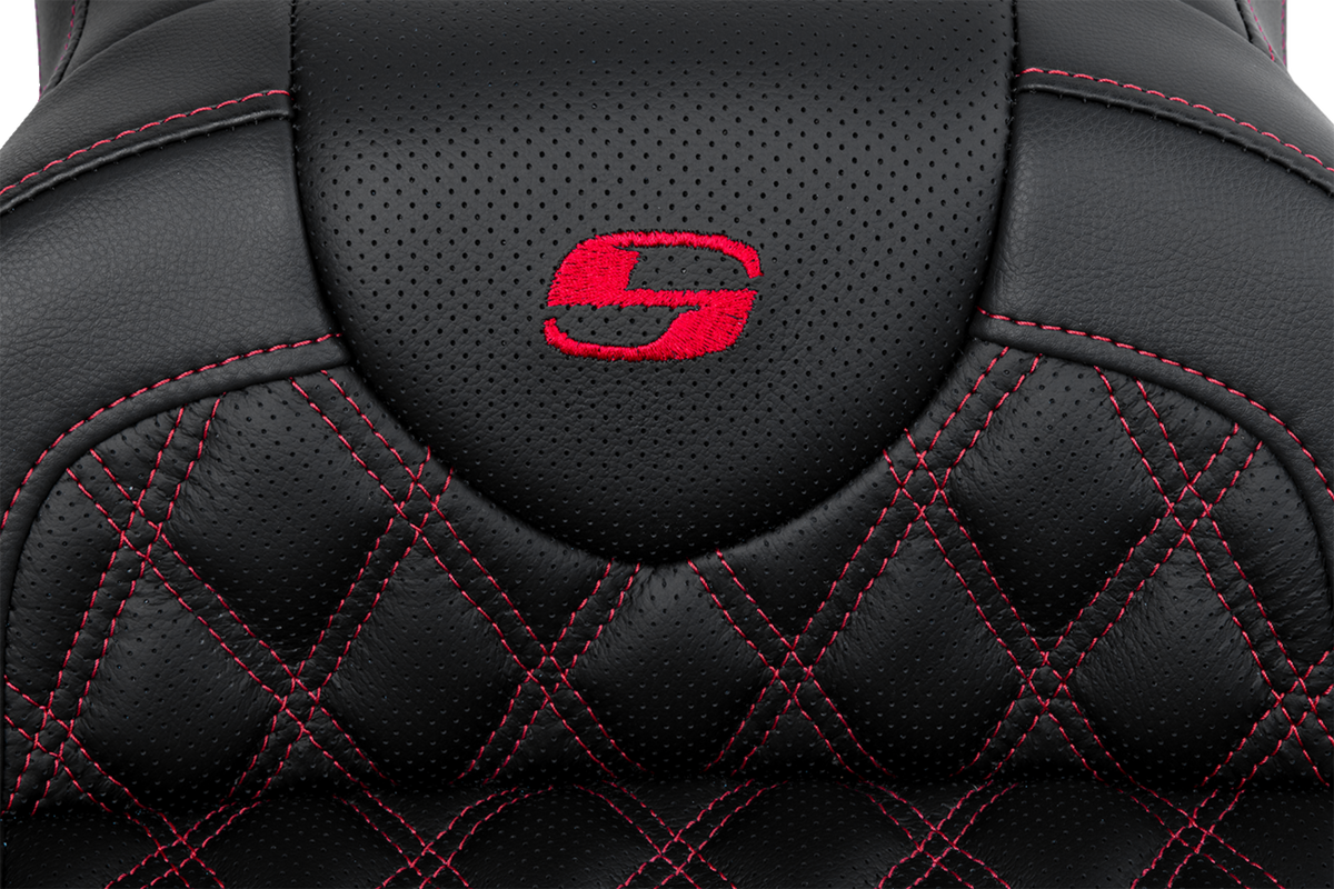 Saddlemen Roadsofa™ Seat - With Backrest - Red Stitch - FL '08-'23