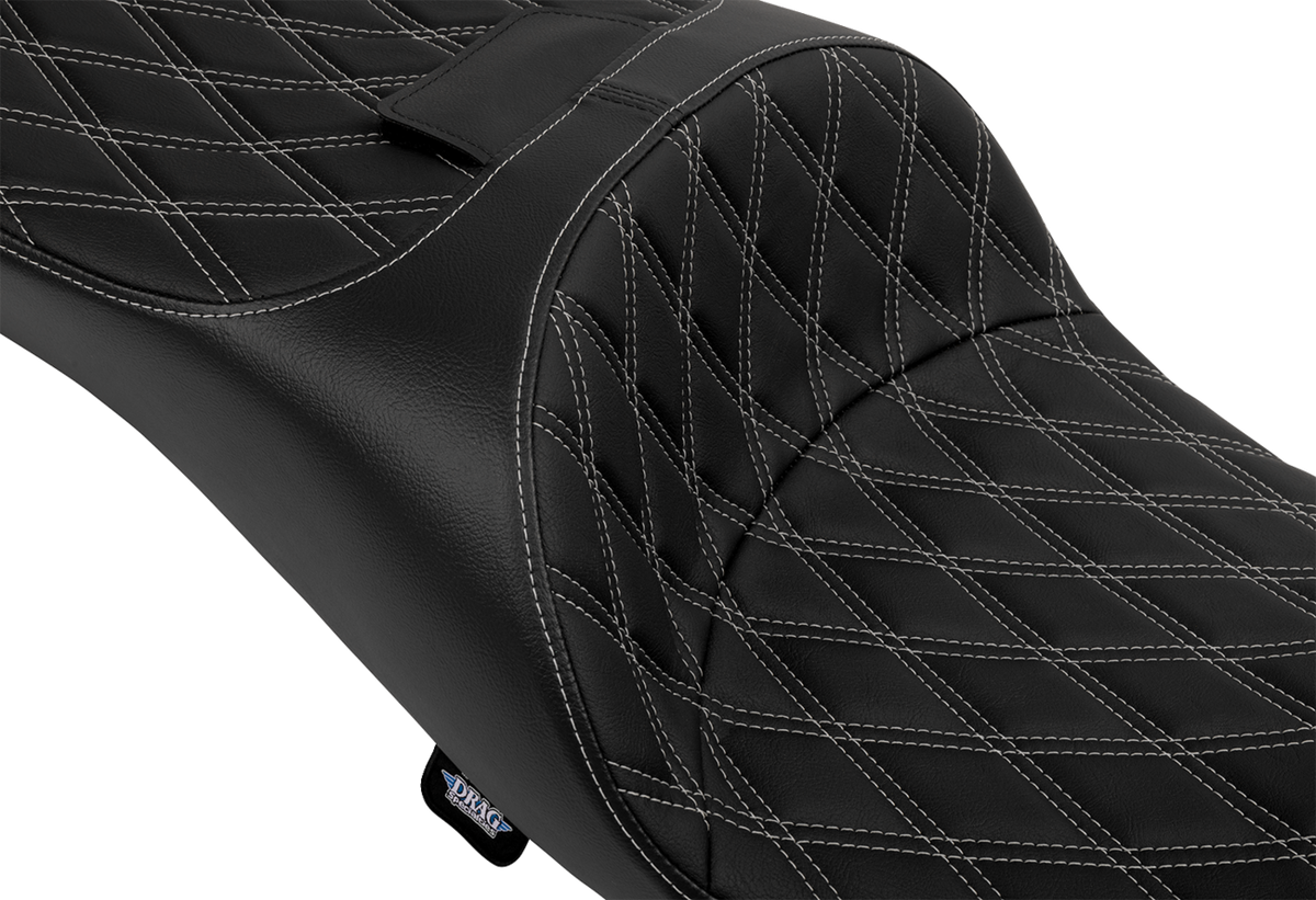 Drag Specialties Seats Extended Reach Freedom Seat - Vinyl - Double Diamond - Silver Stitch - FLT/FLH '09-'25