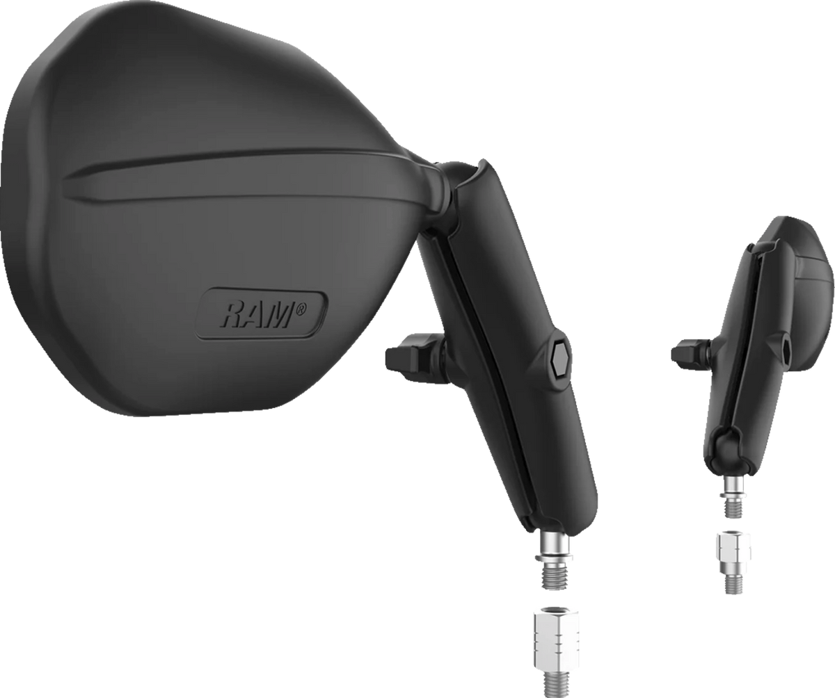 RAM Mounts Tough-Mirror™ - Side View - Oval - Black - Left/Right - Long Arm