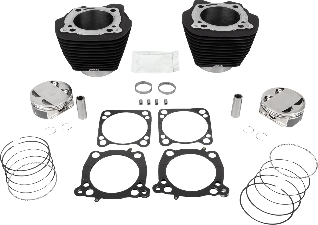 S&S Cycle 132" Cylinder Kit - 4.500" Stroke - Wrinkle Black W/O Highlighted Fins - (114"/117") M8