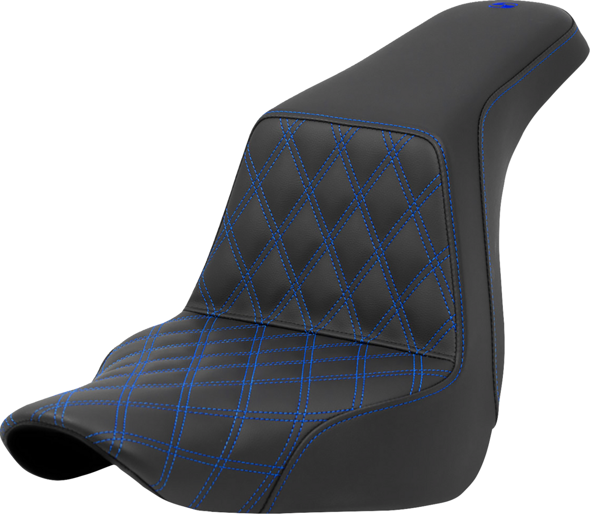 Saddlemen Step-Up Seat - Front Lattice Stitch - Blue Stitch - FXLR/FLSB '18-'24