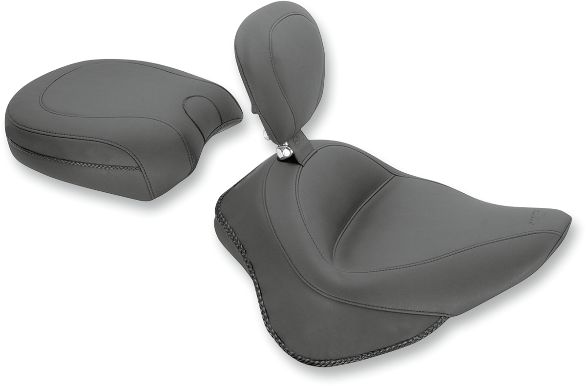 Mustang Wide Solo Seat - With Backrest - Vintage - Black - Smooth - FL/FX '11-'17
