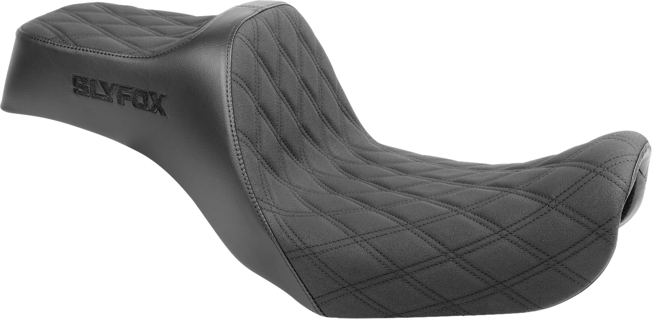 Slyfox High Noon Seat - Double Diamond - Black Logo - Black Stitch - FXD/FLD '06-'17