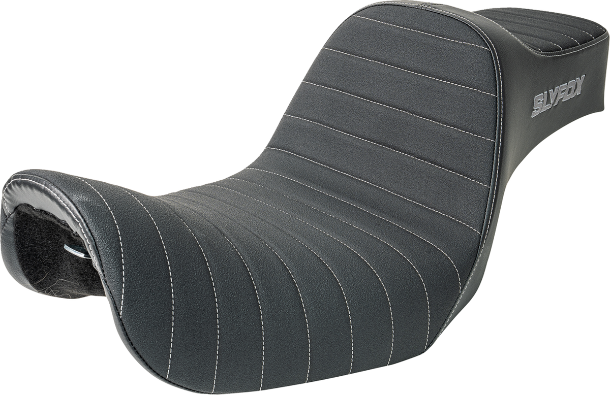 Slyfox High Noon Seat - Vinyl - Classic Stitch - Gray Logo - Dyna '12-'16