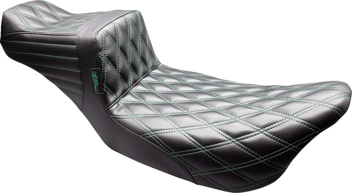Le Pera Tailwhip Daddy Long Legs Seat - Black - Green Double Diamond Stitch - FLT/FLH '08-'23