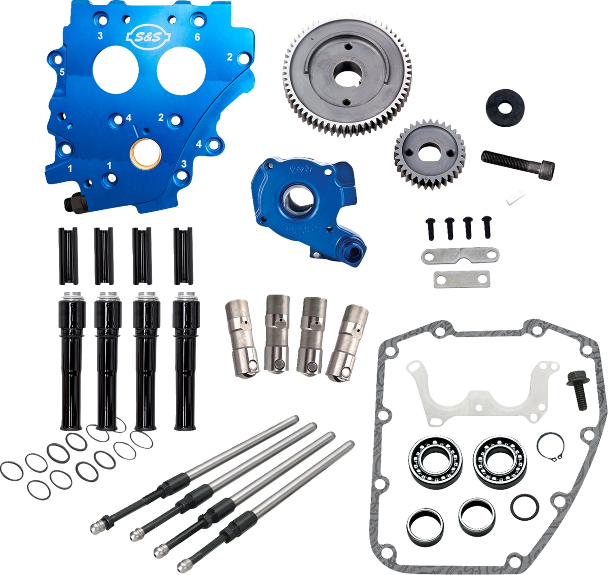 S&amp;S Cycle Cam Chest Kit Without Cams - Gear Drive - Oil Cooled - Black Pushrods - Twin Cam
