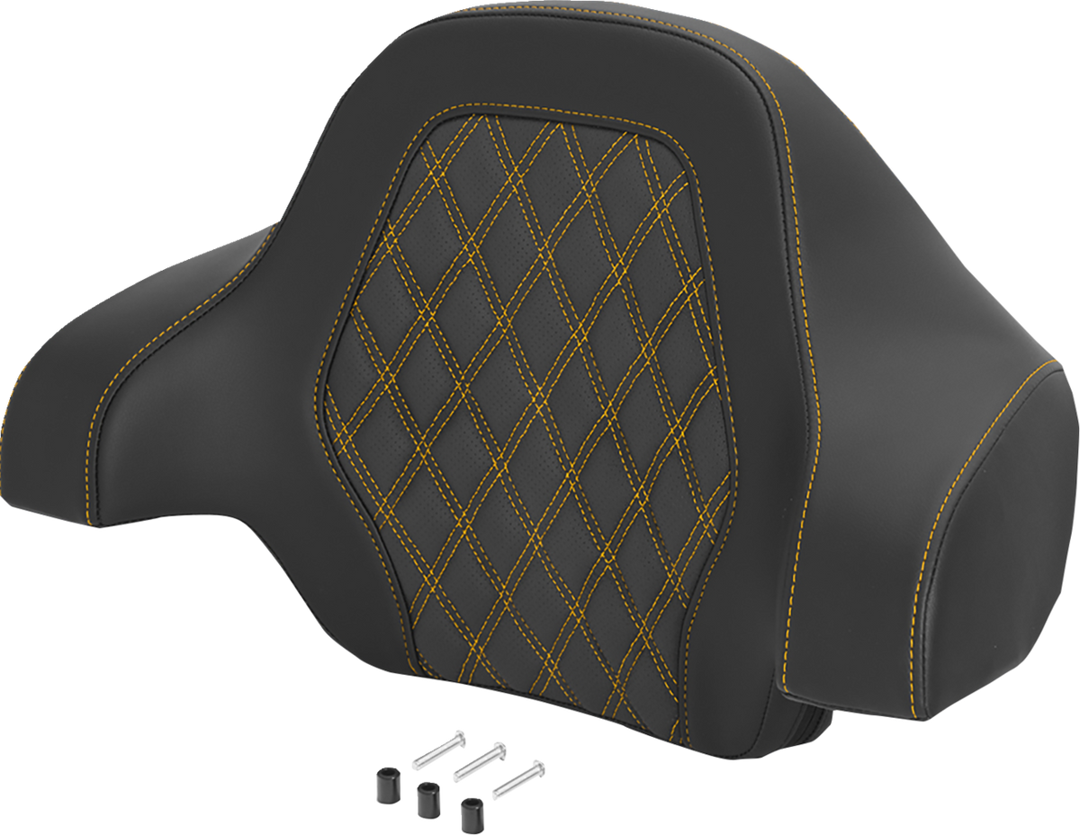 Saddlemen Deluxe Tour Pack Sissy Bar Pad - Black / Gold / Gold Stitching / Lattice Stitched