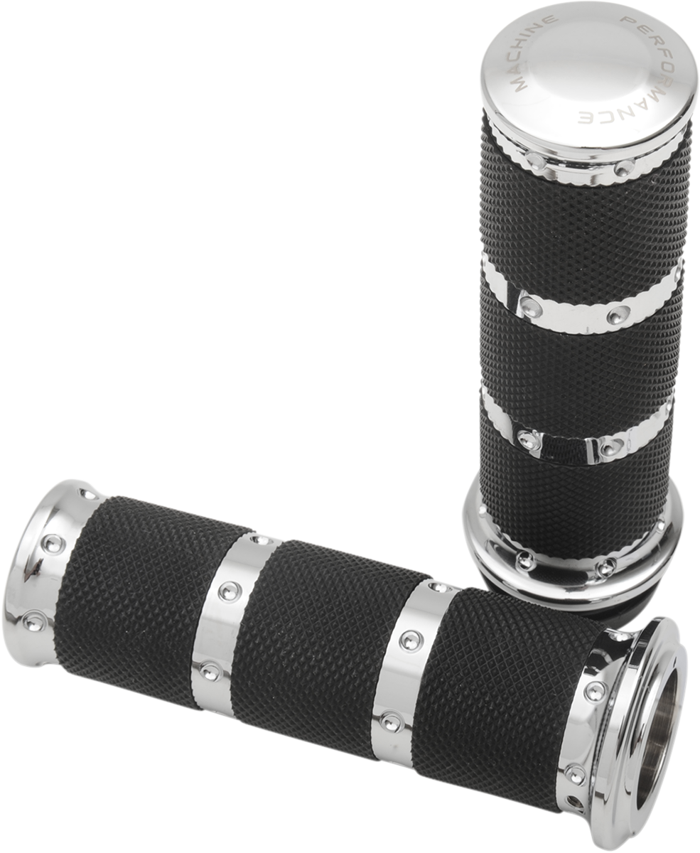 Performance Machine (PM) Contour XLS Renthal Wrapped Grips - TBW - Chrome