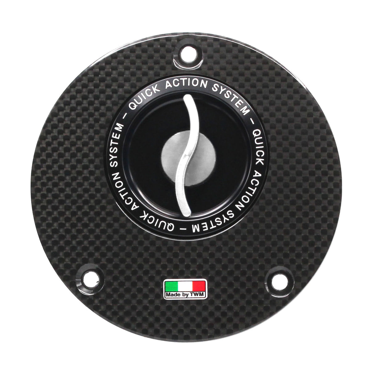 TWM Flat Carbon Gas Cap / Fuel Cap with Silver Center Cap for Yamaha Motorcycles