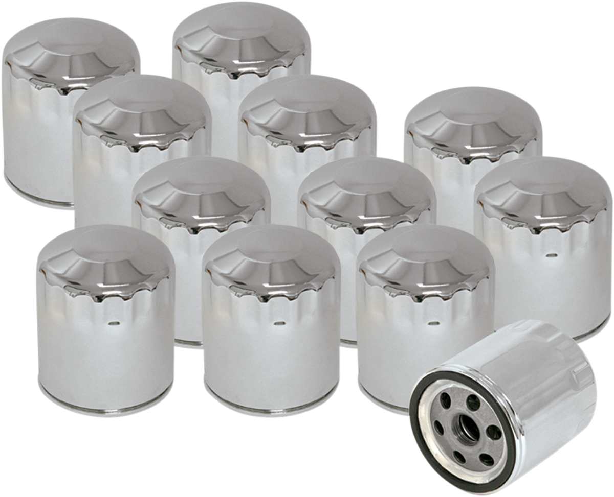 S&S Cycle Oil Filters - Chrome - 12-Pack