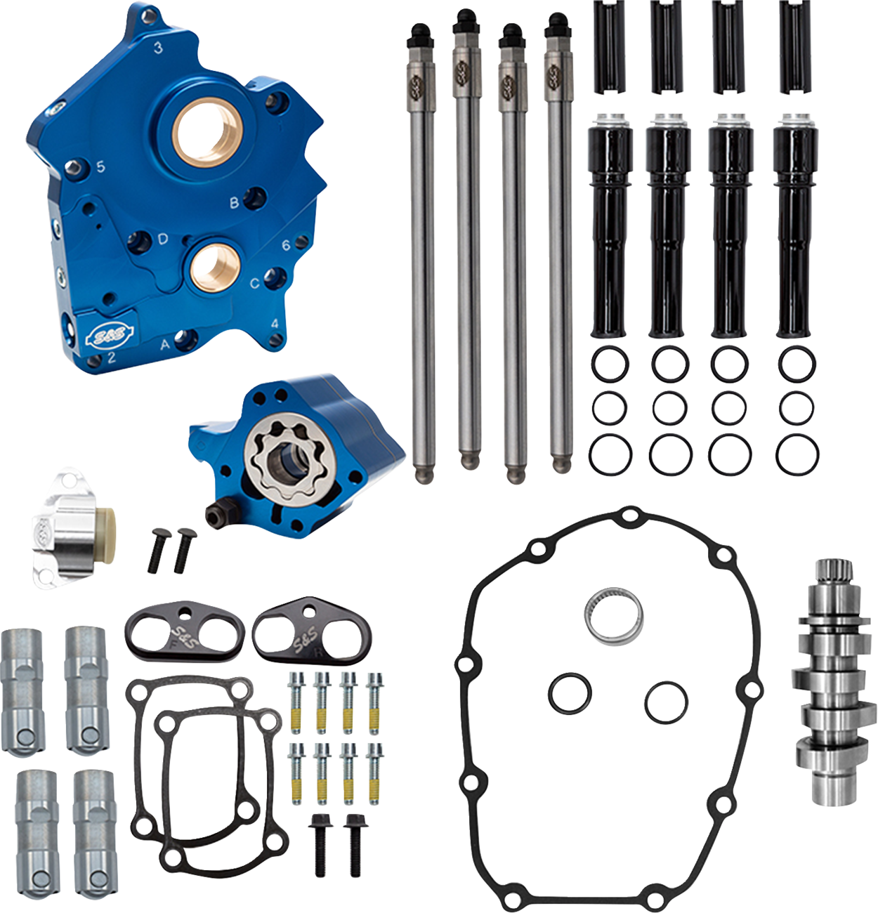 S&S Cycle Cam Chest Kit - Oil Cooled - Chain Drive - 496 Cam - Black Pushrod Tubes - M8