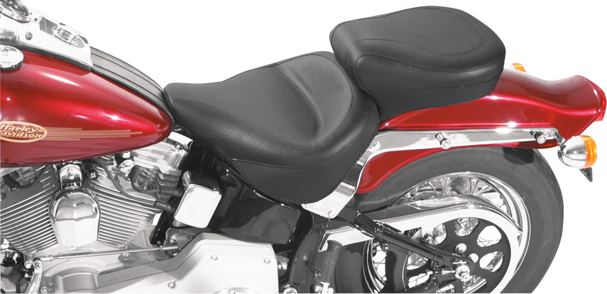 Mustang Vintage Style Seat - Wide - Smooth - Black - FXST/FLST
