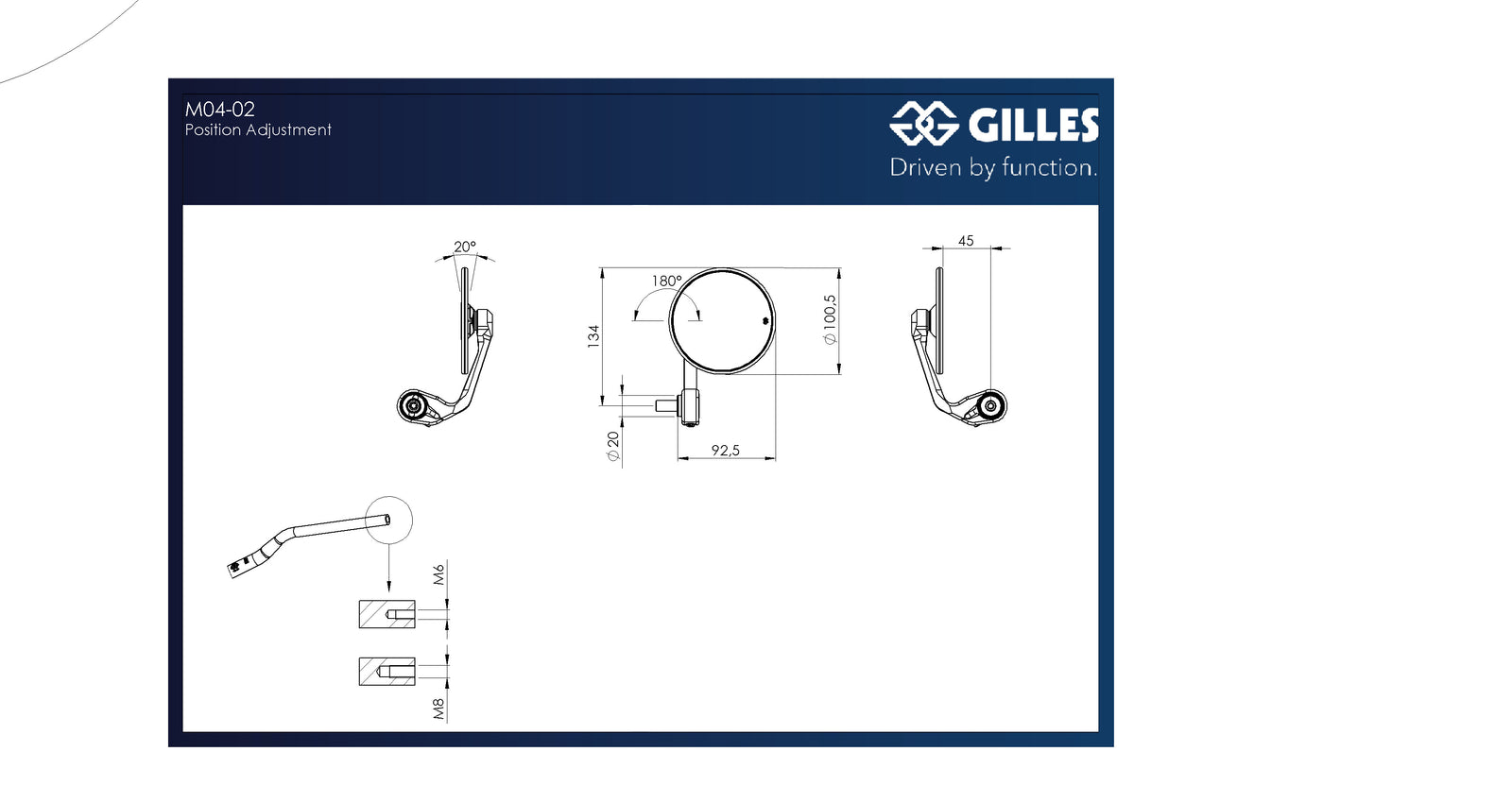 Gilles Tooling MOON Handlebar End Mirror Round