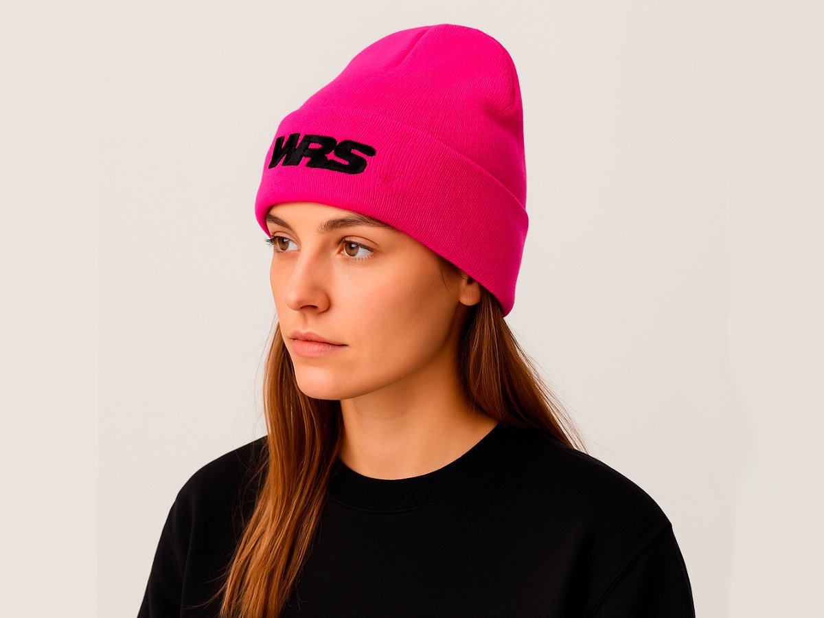 WRS Original Fluo Pink Winter Hat With Embroidered Logo
