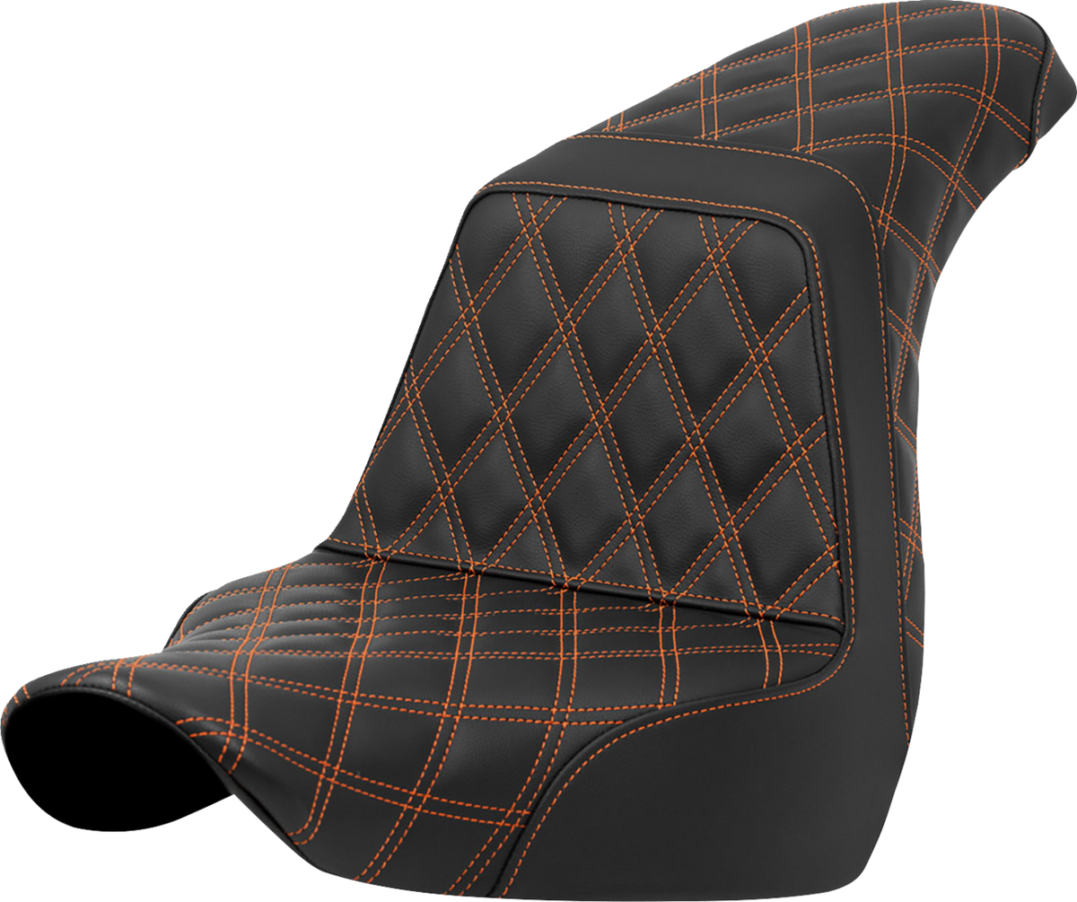 Saddlemen Step-Up Seat - Full Lattice Stitch - Orange Stitch - FXLR/FLSB '18-'21