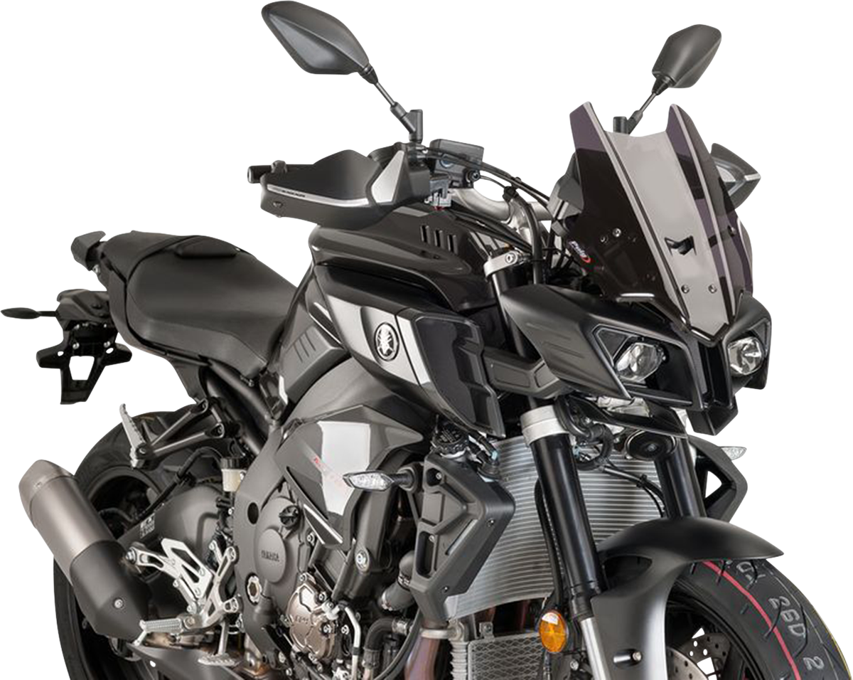 PUIG HI-Tech Parts Race Windscreen - 14-1/4" - Dark Smoke - MT10