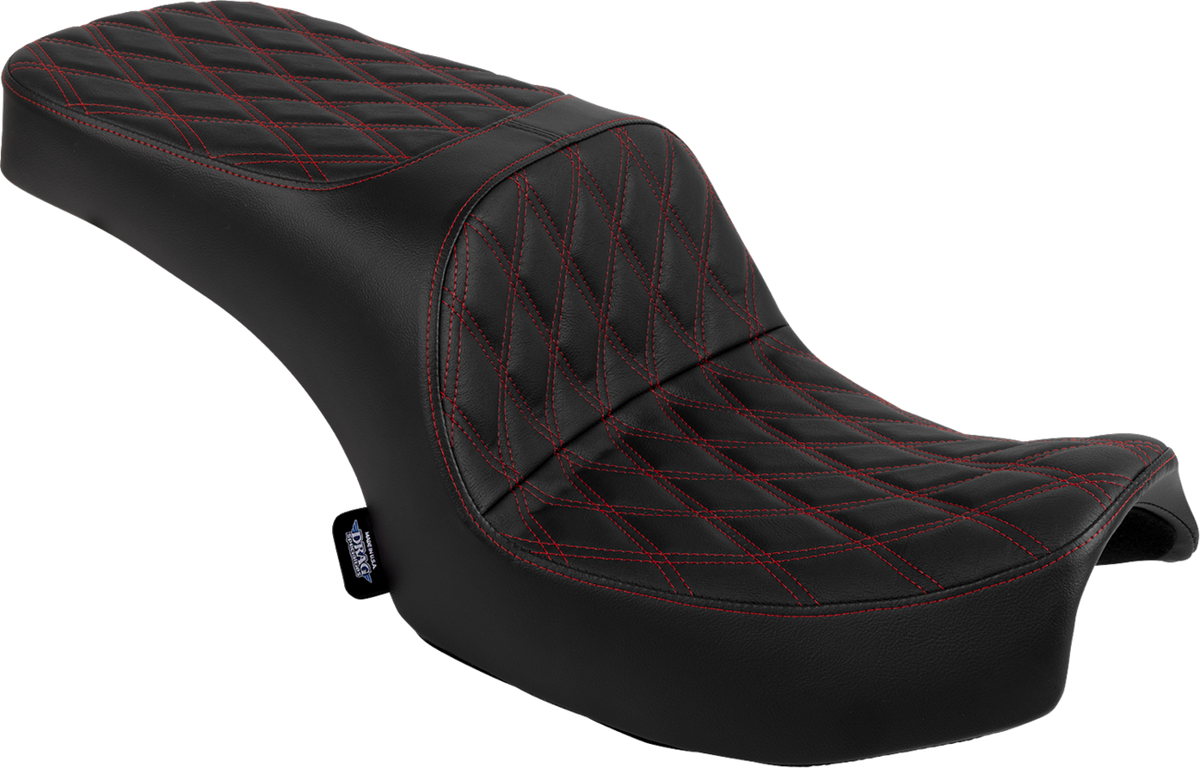 Drag Specialties Seats Freedom Seat - Vinyl - Double Diamond Red Stitch - Challenger '20-'25/Chieftain '25