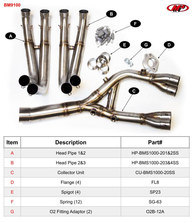 M4 Exhaust BM9100 Component Key