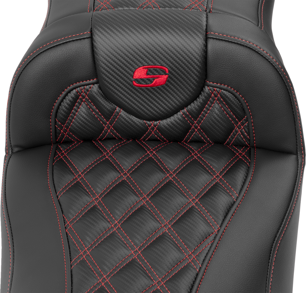 Saddlemen Roadsofa™ Extended Reach Seat - Without Backrest - Lattice Stitch - Red Stitch - FLTR/FLHX '23-'24