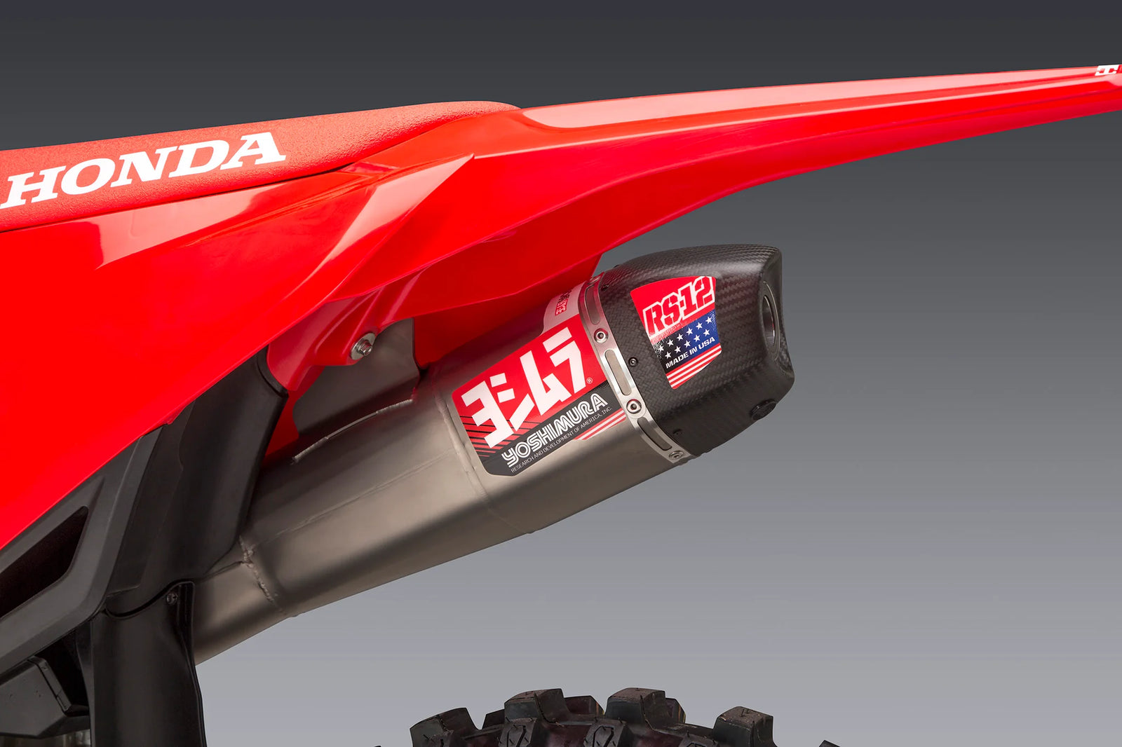 Yoshimura CRF450R/RX 2021-2024 / CRF450R-S 2023-2024 RS12 Stainless Slip-On Exhaust, W/ Stainless Muffler