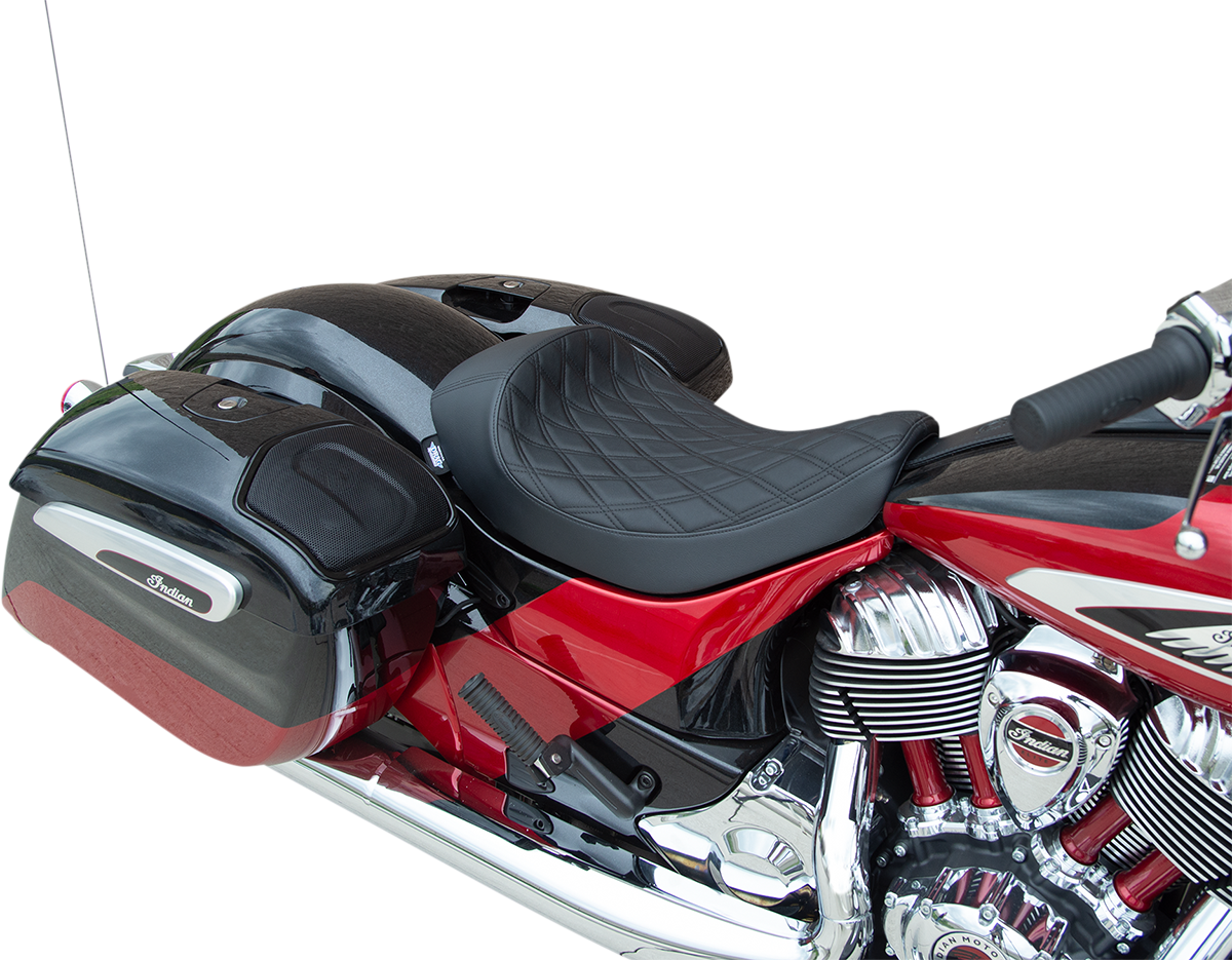 Drag Specialties Seats Solo Seat - Double Diamond - Black Stitching - Indian '14-22